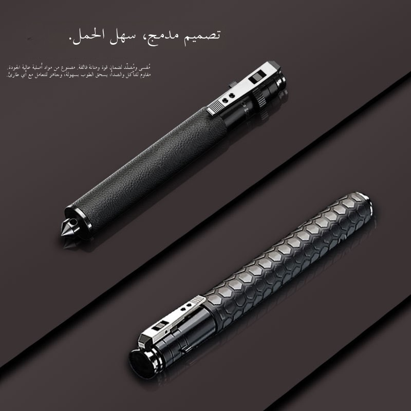 عصا تكتيكية تلسكوبية محمولة ثلاثية الأجزاء مزودة بنابض أوتوماتيكي وكسارة زجاج